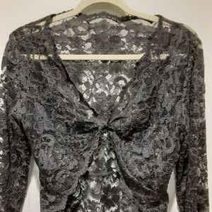 Charcoal grey Lacey overlay top